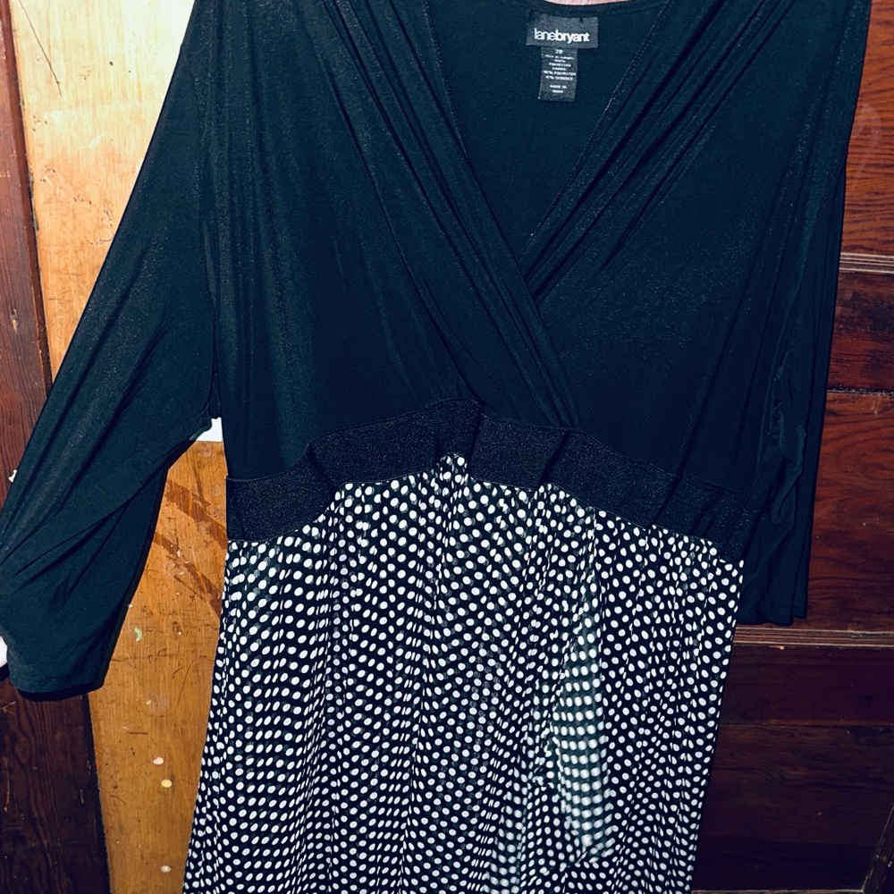 Lane Bryant Black and White Polka Dot Wrap Dress Size 5XL